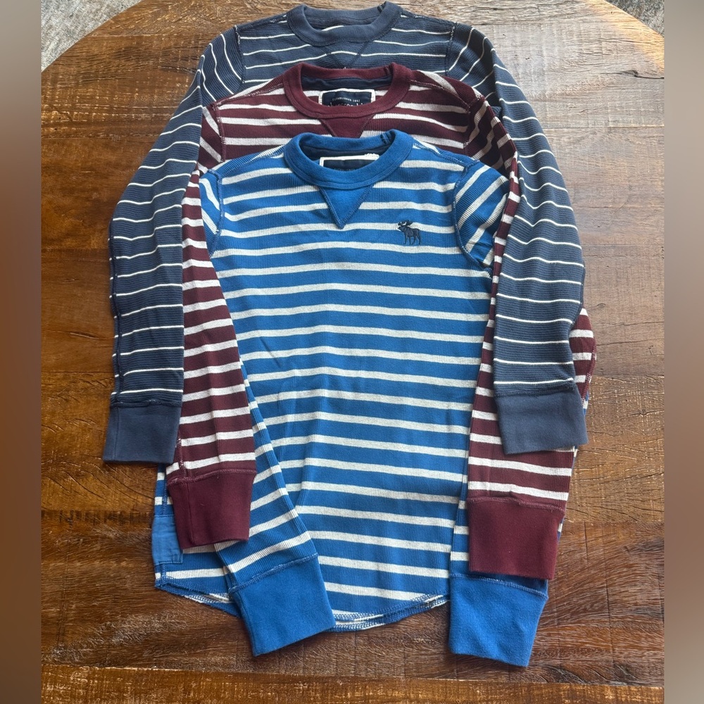 Abercrombie Kids Striped Long Sleeve Shirts - Blue, Royal and Burgundy Boys XL